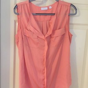 Peach New York and Company silky blouse